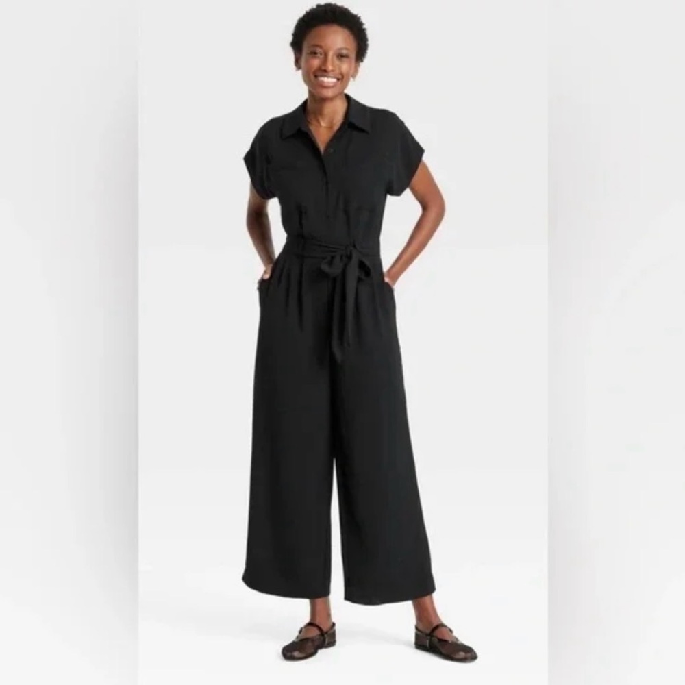 Black Short Sleeve Jumpsuit